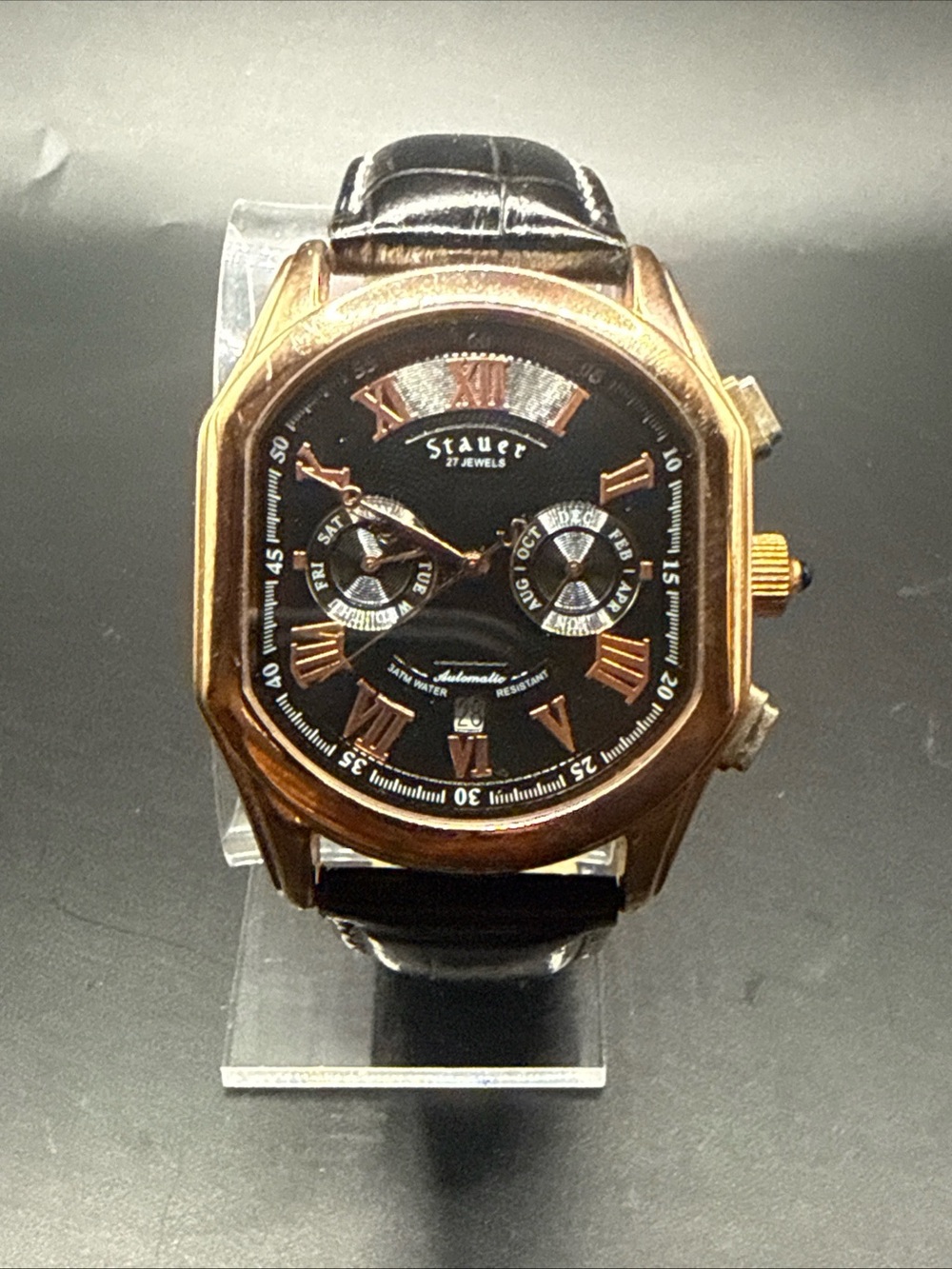 Stauer Versailles Automatic Watch features a rose gold-tone case